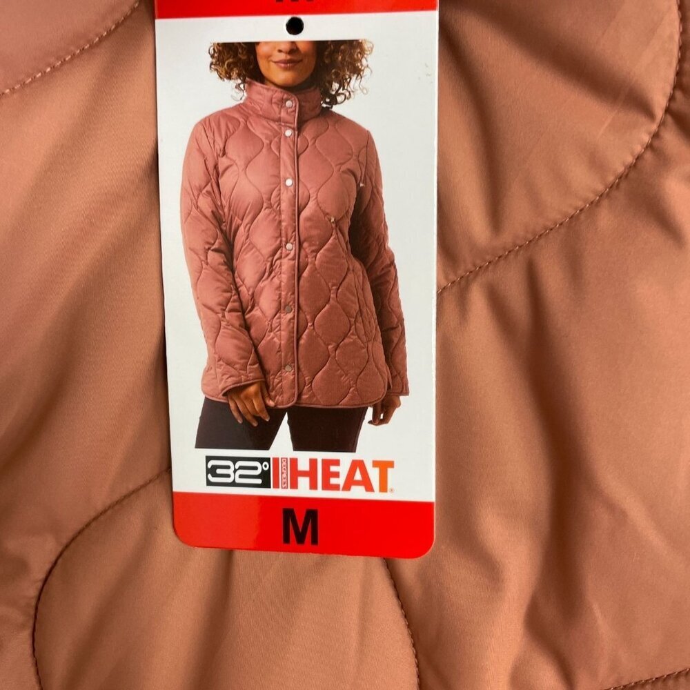 32 Degrees Heat Women's M Quilted Jacket Rust Pink Button Up M0691 - Picture 10 of 12